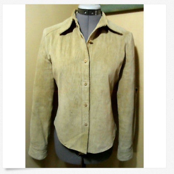 Saguaro Jackets & Blazers - SAGUARO Suede Leather Shirt Jacket XS Beige Tan